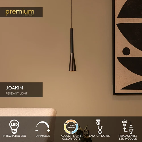 Lucide JOAKIM - Pendant light - Ø 7,7 cm - LED Dim. - CCT - 1x7W 2700K/4000K - With replaceable LED module - Coffee | Premium - USP